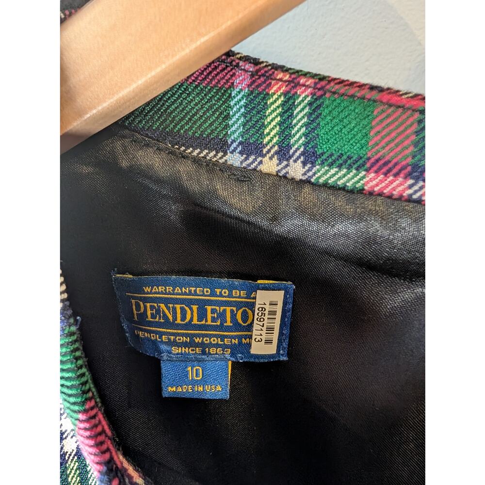 Vintage Pendleton Woolen Mills Red Green Plaid Tartan Dress USA Made Womens 10 - Picture 2 of 11